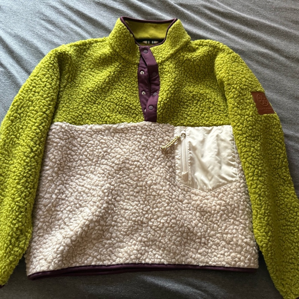Tory Sport Lime and Purple Fleece Pullover
